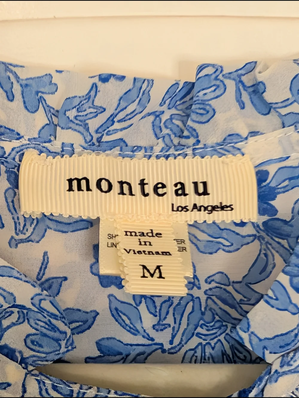 Monteau Blue and White Floral Patterned Ruffle Sleeve Dress - Picture 6 of 12